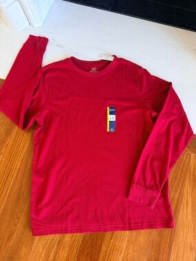 NWT George Men’s Long Sleeve Crewneck Tee Shirt Top Pullover Red Shirt Size L
